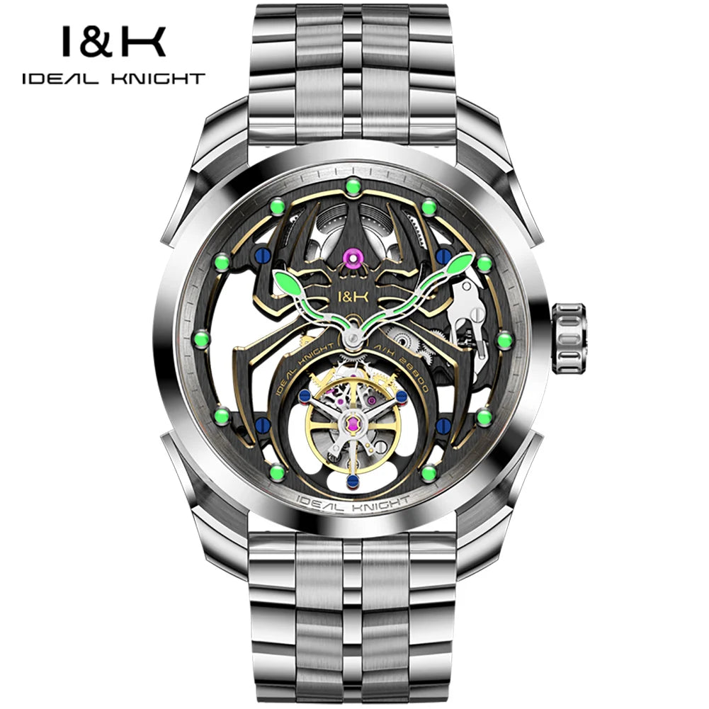 IDEAL KNIGHT 6802 Tourbillon Watch For Men Transparent Skeleton Mechanical Wristwatch Man Luxury Top Brand Limited Edition Watch