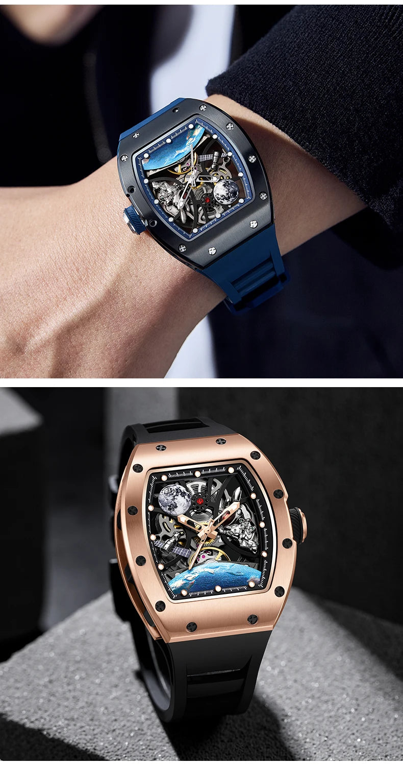 2025 Automatic Movement Mechanical Wrist Watches Men Hollow Design Waterproof Watch High Quality Custom Logo Automatic Watches