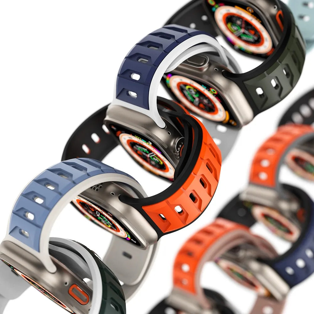 Sports Silicone Band for Apple Watch Strap 46mm 42mm 49mm 44mm 40 45mm Two-tone Watchband for iWatch 11 10 9 8 7 6 5 4 SE Ultra