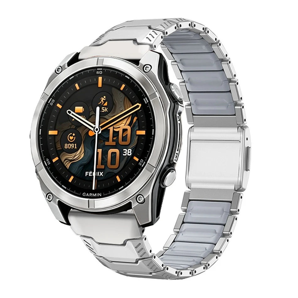 Titanium Silicone Magnetic Band for Garmin Watch Fenix 8 7X Pro 6X Enduro 3 Strap For Garmin Tactix 7Pro Instinct 2X 26mm Bands