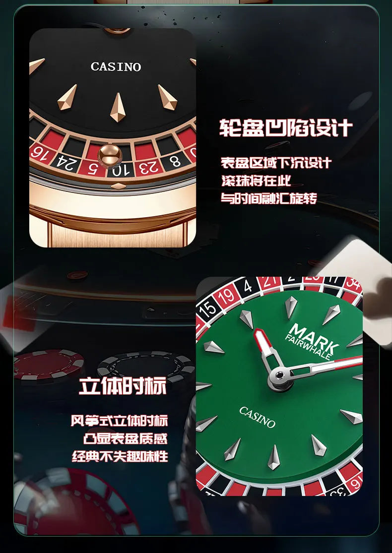 Mark Fairwhale Original Watch For Men Luxury Stainless Steel Clock Fashion Casual Fun Roulette Design Quartz Wristwatch 2025 New