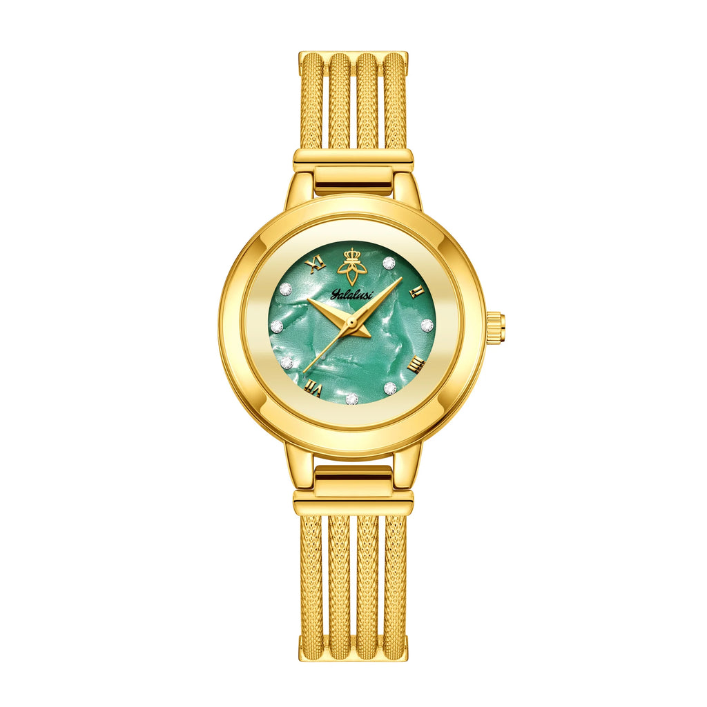 YaLaLuSi Brand Fashion Hot Ladies Quartz Watch Rhinestone Analog Scale Luxury Gold Watch Skeleton Wristband Gift Boxed