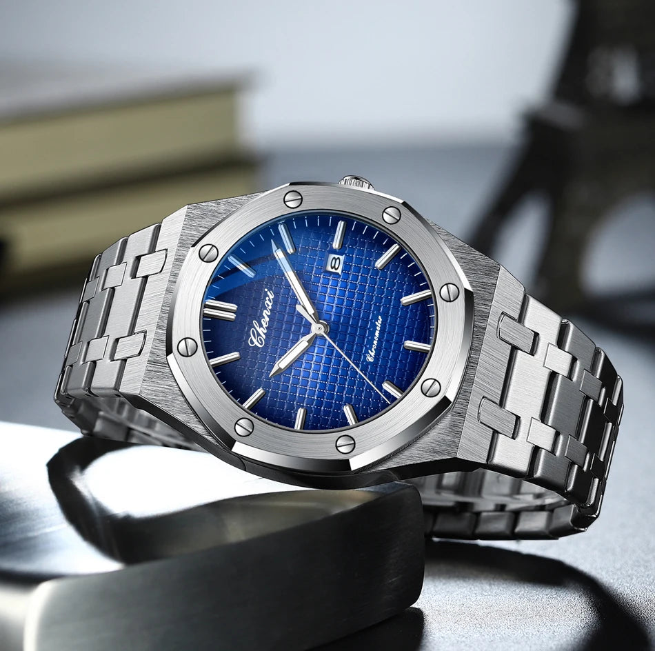 CHENXI NEW Men's Watches Fashion Casual Luminous Date Quartz Watch Male Clock Gifts 42mm Dial Gold Wristwatch Waterproof