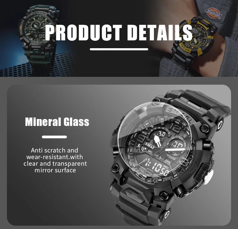 SMAEL 8099 Men's Military Digital Sport Watch - 50m Waterproof LED Backlight Alarm Stopwatch Chronograph Shockproof Gifts