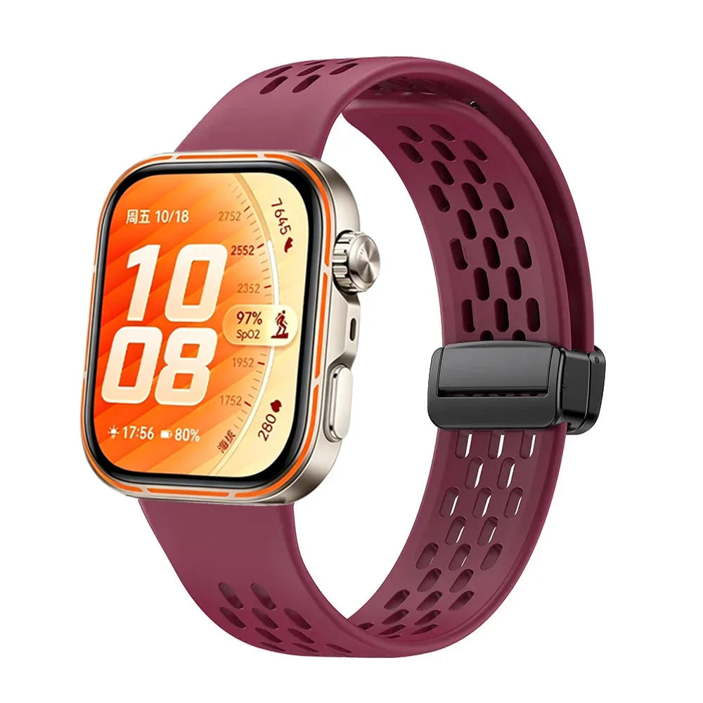 Original Silicone Strap For Huawei Watch Fit 5/4/3 Breathable Replaceable Magnetic Bracelet Band For Huawei Watch Fit 4/5 Pro