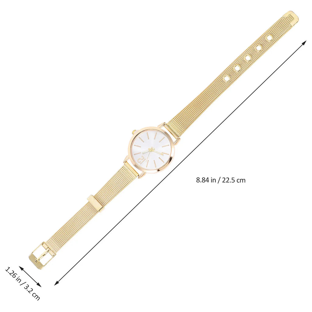 Fashion Women Quartz Watch Alloy Case Golden Mesh Strap Bracelet Wristwatch Classic Gift for Valentine Christmas Mother's