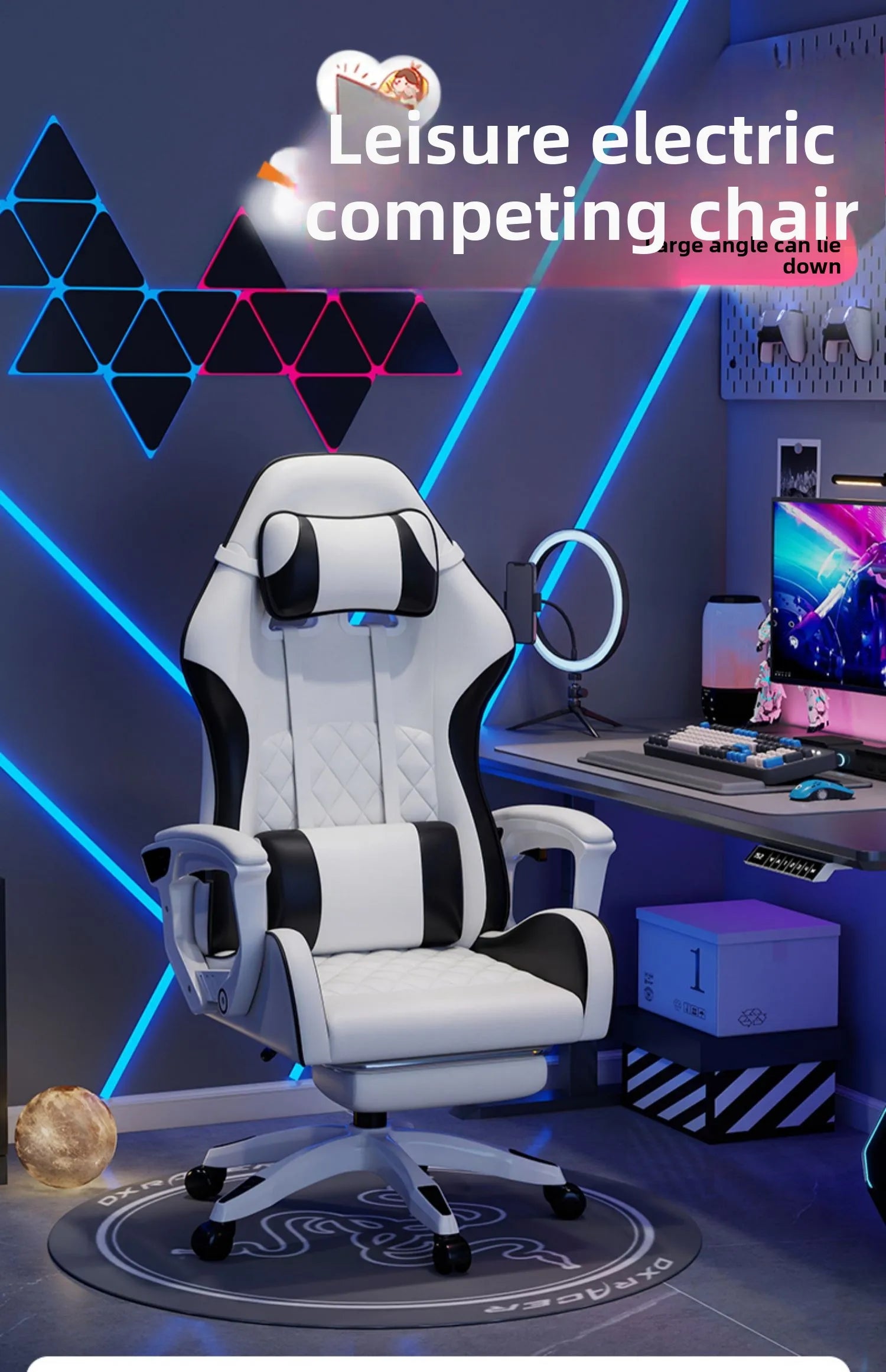 Male e-sports chair is comfortable for prolonged sitting, computer chair can be reclined for leisure, backrest