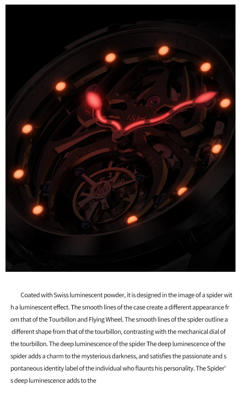IDEAL KNIGHT 6802 Tourbillon Watch For Men Transparent Skeleton Mechanical Wristwatch Man Luxury Top Brand Limited Edition Watch