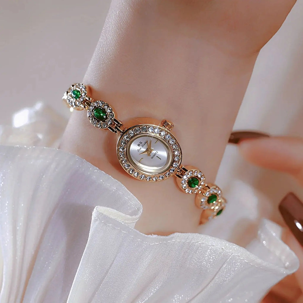 Colorful Diamond Luxury Women's Watch Elegant Bracelet Wristwatch Waterproof Quartz Hand Clock Gifts For Girlfriend