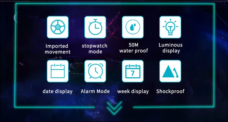 Sport Watch Military Watch For Men Alarm Clock Stopwatch LED Digital Back Light Dual Time Display 8008 Men's Watches Waterproof