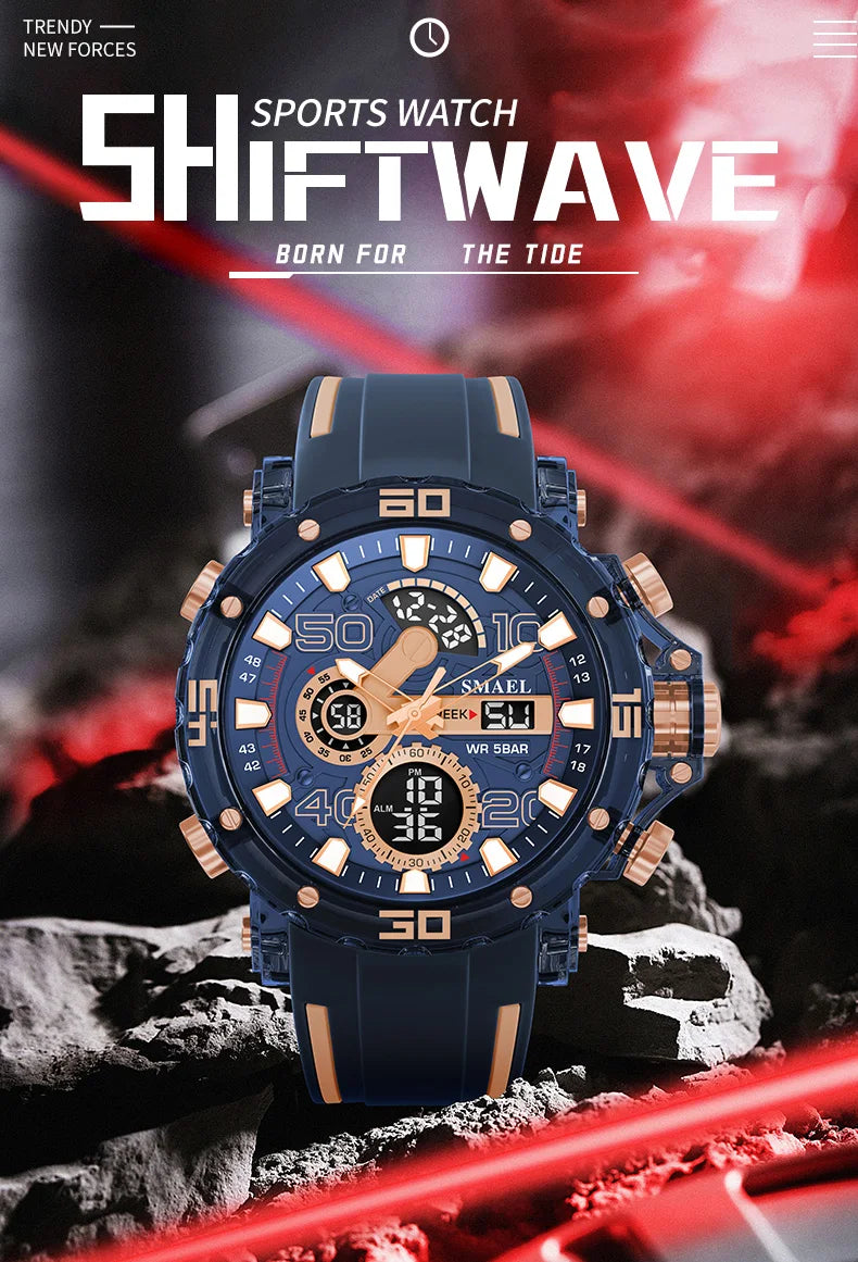 Military Watches Men Watch 2025 New 50M Waterproof Wristwatch Stopwatch Alarm LED Light Digital Watches 8136 Men's Sports Watch
