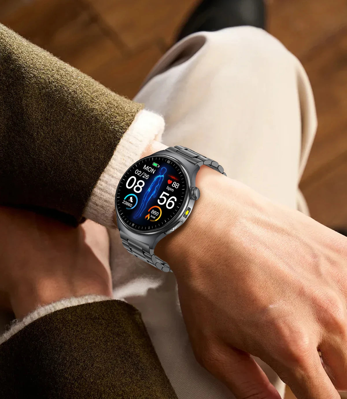 Newly Upgared Precise Health Diagnosis Smart Watch ECG Uric Acid Blood Pressure Micro Physical Examination Clock For Android iOS