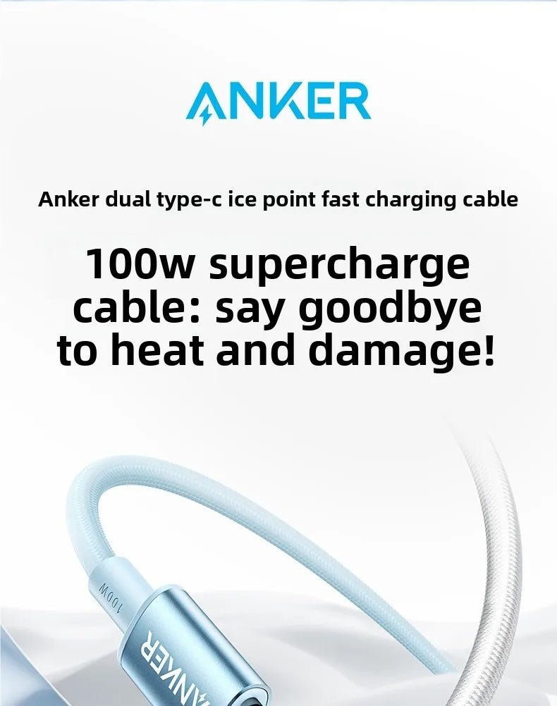 Anker USB-C to USB-C Charging Cable 100W Fast Charge PD Data Cable Type C Charger Cord for Samsung Xiaomi MacBook Tablet