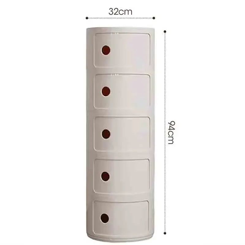 Plastic Round Bedside Nightstand with Drawers Practical Storage Box Cabinet Nightstand Chic Decor for Bedroom Living Room