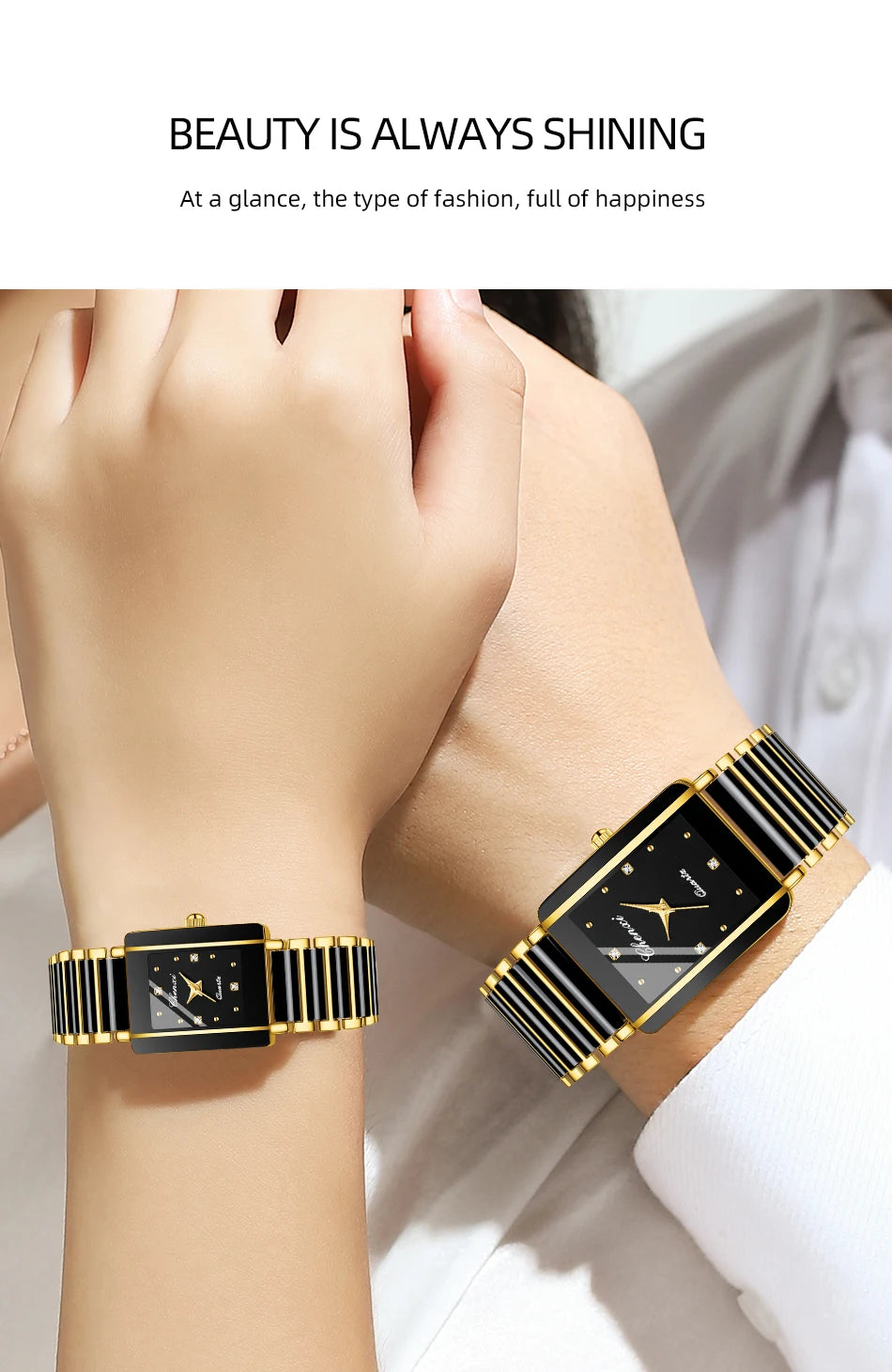 CHENXI Luxury Couple Watch High Quality Fashion Crystal Rectangular Dial Quartz Watch Men Women Valentine'S Day Wedding Gift