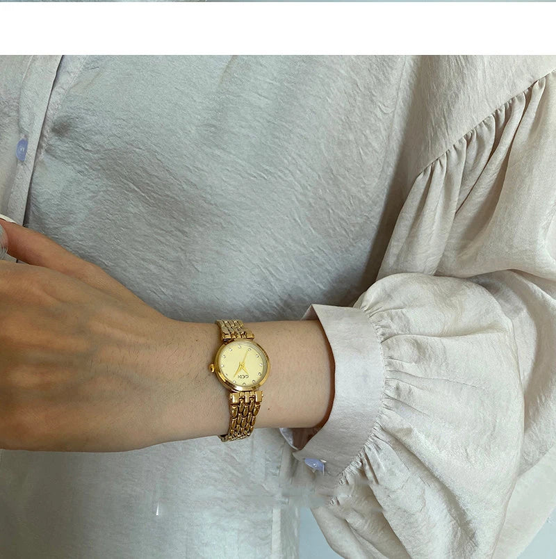 GEDI Ladies Watch New Vintage Exquisite Fashion Quartz Watches Woman Temperament Round Retro Watch Gifts Luxury