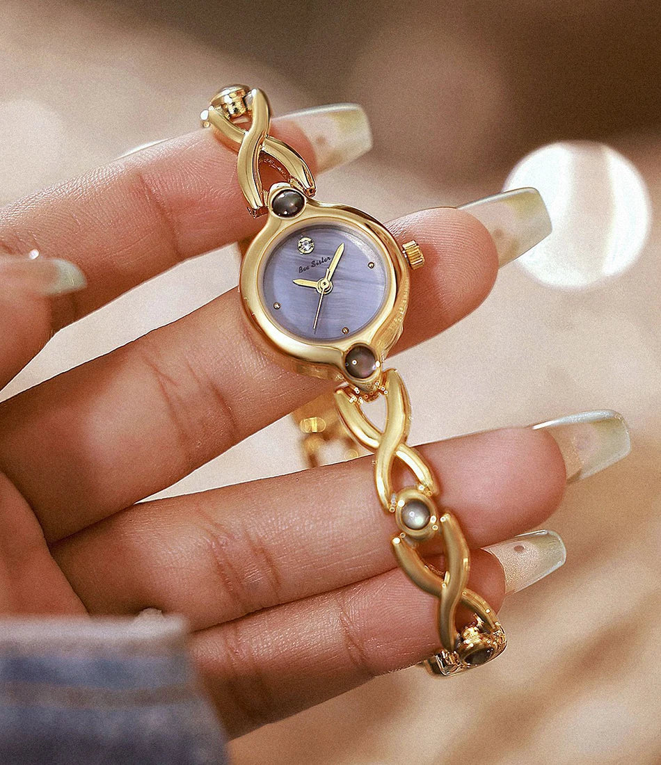 Ladies Watch Elegant Retro Round Black Gold Shell Dial Fashion Casual Gold Watches For Woman Gift Fashion Accessory