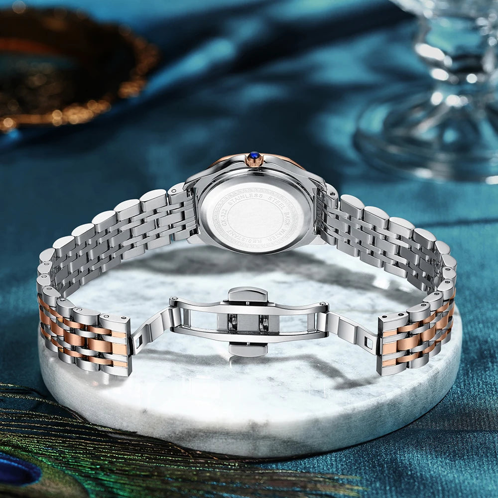 CHENXI Luxury Elegant Watches For Woman Fashion Diamond Dial Quartz Watch Ladies Rose Gold Wristwatch Waterproof Luminous
