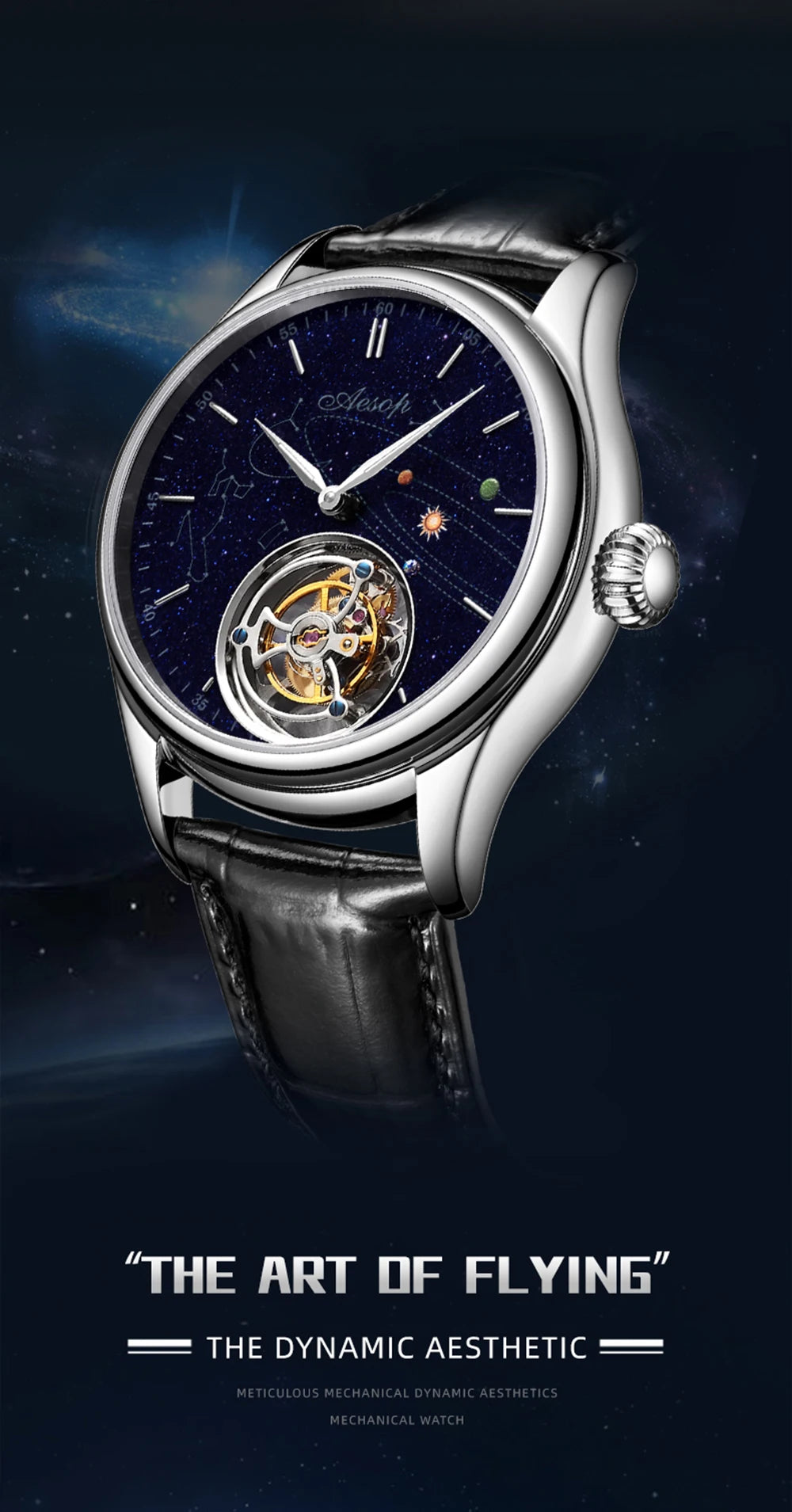 AESOP Original Flying Tourbillon Watches for Men Mechanical Skeleton Tourbillon Movement Fashion Wrist Watch Mens Sapphire 2025