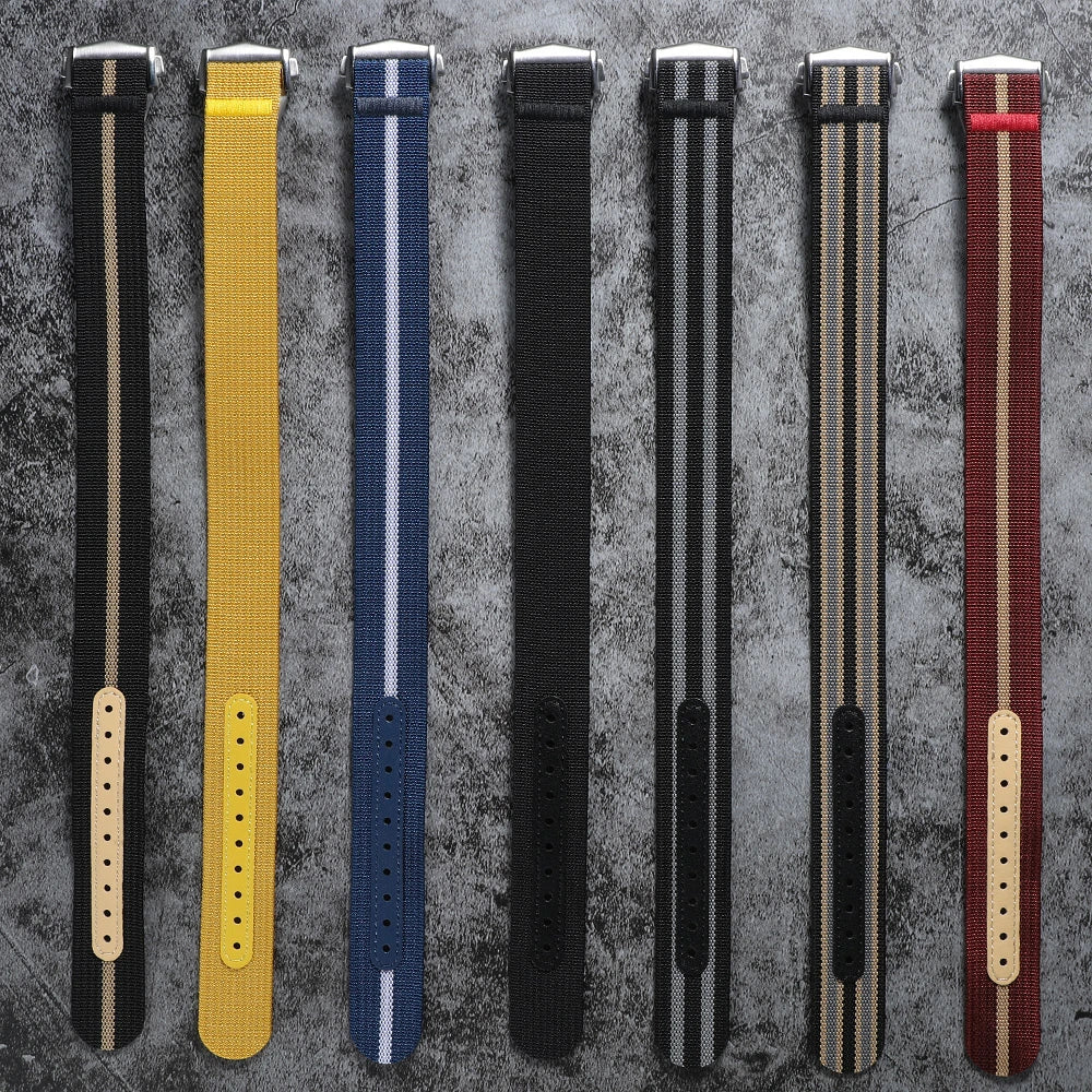 Premium Ribbed Watch Band Deployant Clasp Nylon 20mm 22mm Watch Strap for Omega Folding Buckle Watchband Sport Wristband For Men
