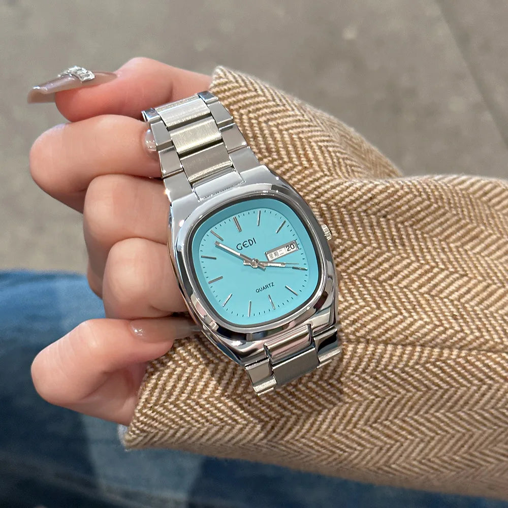 High Quality Women's Watch Minimalist Small Square Plate Bracelet Women's Watch Brown Quartz Waterproof Clock for Wife's Gift