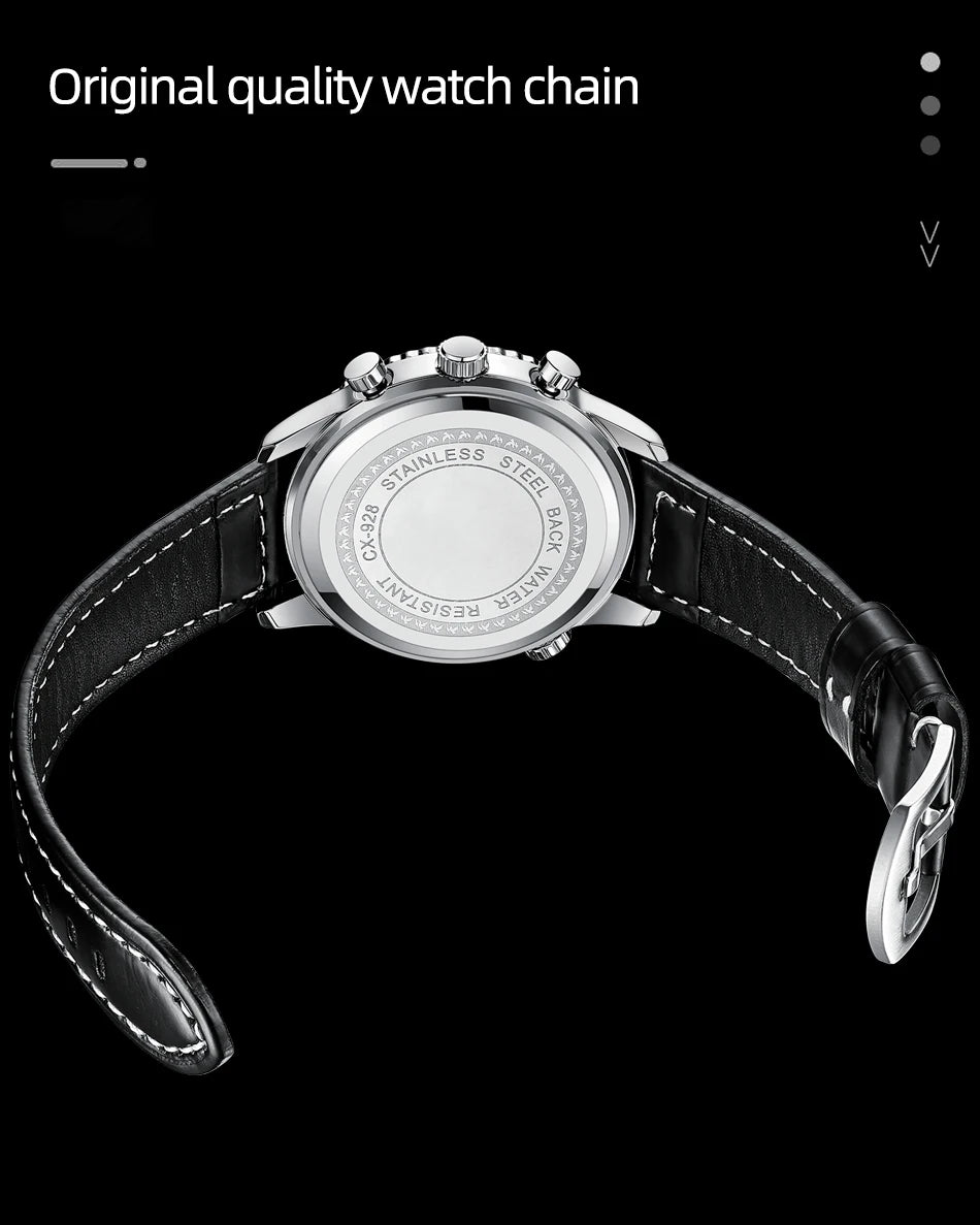 CHENXI Fashion Business Watches For Man Round Dial Black Leather Band Men's Watches Luminous Waterproof Man Watch
