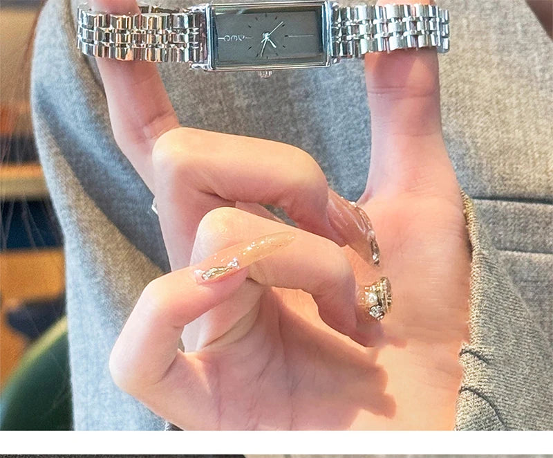 GEDI Watches for Woman Rectangular Steel Bracelet Women's Silver Watches Quartz Vintage Watch Waterproof Fashionable Wristwatch