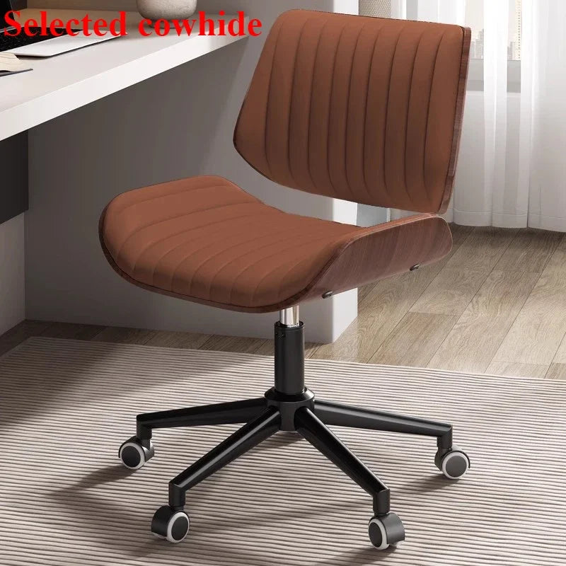 Italian Solid Wood Computer Chair, Light Luxury Office Chair, Desk Chair, Genuine Leather Material, High Quality, Designer Style