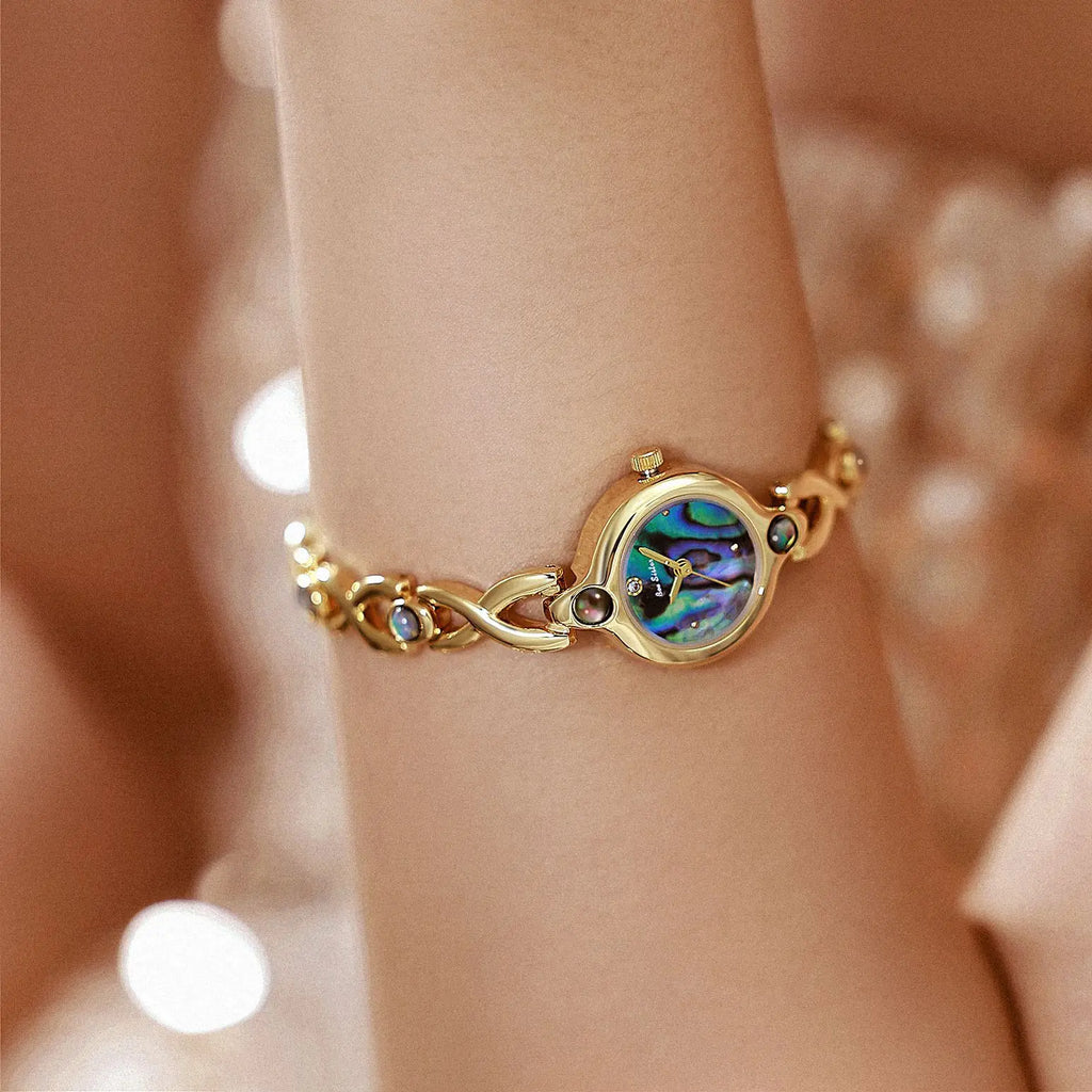 Ladies Watch Elegant Retro Round Black Gold Shell Dial Fashion Casual Gold Watches For Woman Gift Fashion Accessory
