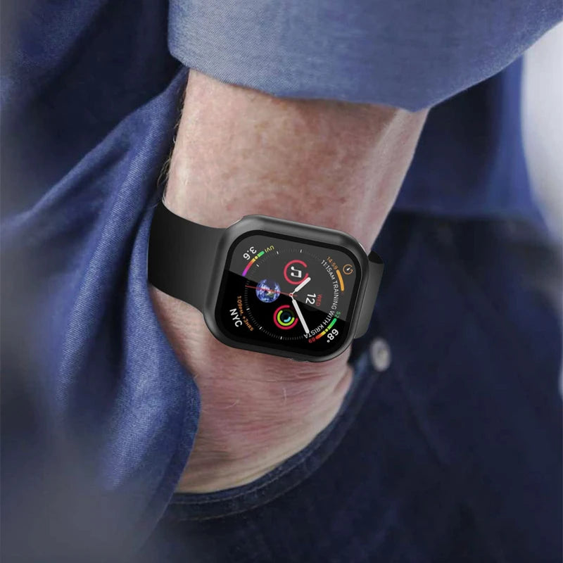 Glass+Cover For Apple Watch case 11 10 9 8 7 6 SE 5 Accessorie Screen Protector Apple iWatch serie 44mm 40mm 41mm 45mm 42mm 46mm