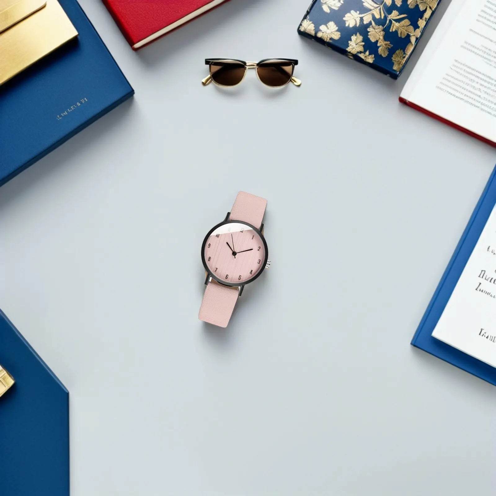 Quartz Wrist Watch for Women Simple Classic Design Wood Pattern Dial Precise Movement Stylish Strap Fashionable Everyday