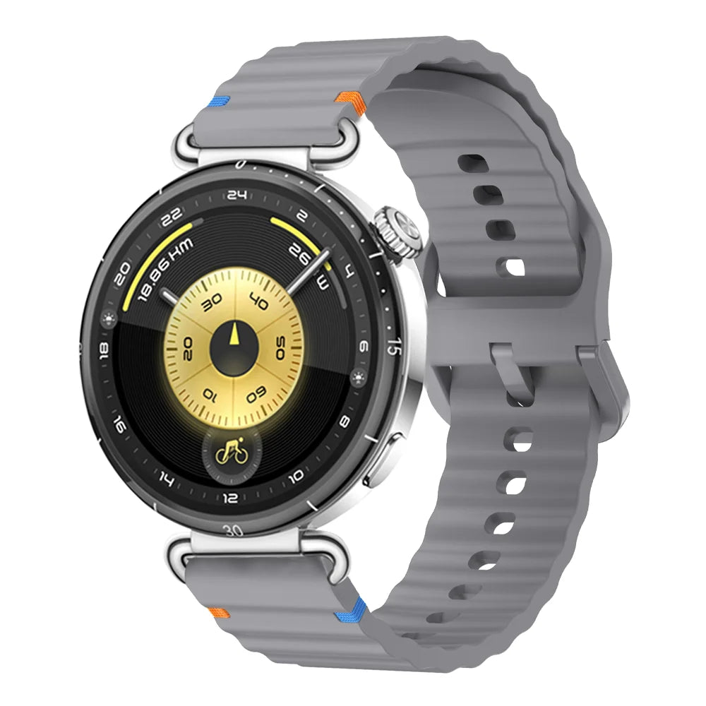 18/20/22mm Sports Wave Silicone Strap For Huawei Watch GT6-5-4 41mm 5 GT5 Pro 42mm Bracelet Wristband For Xiaomi Watch S4 41mm