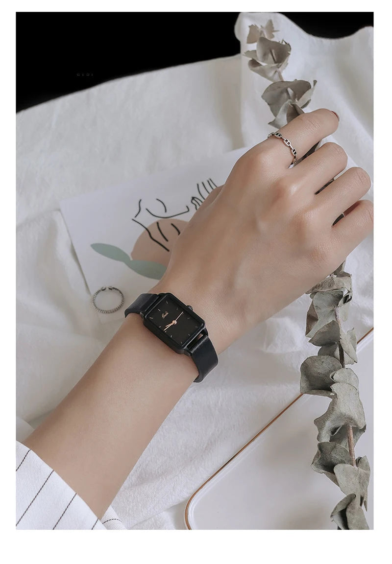 GEDI Watches for Woman Vintage Niche Elegant Waterproof Leather Watches Ladies Quartz Square Women's Wristwatches