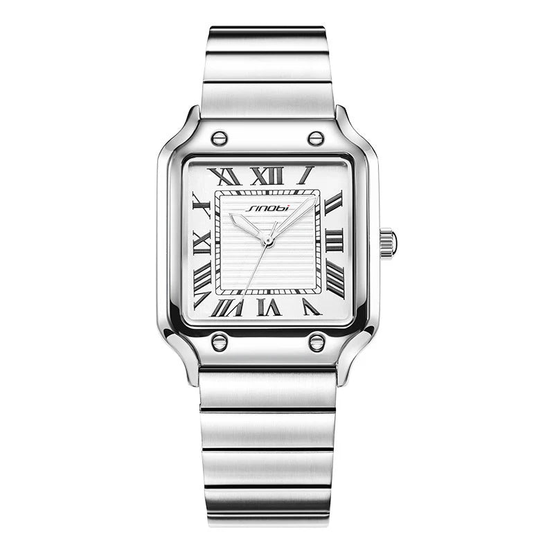 Square Quartz Watch Men Stainless Steel Waterproof Business Wristwatch Male Clock Relogio Masculino