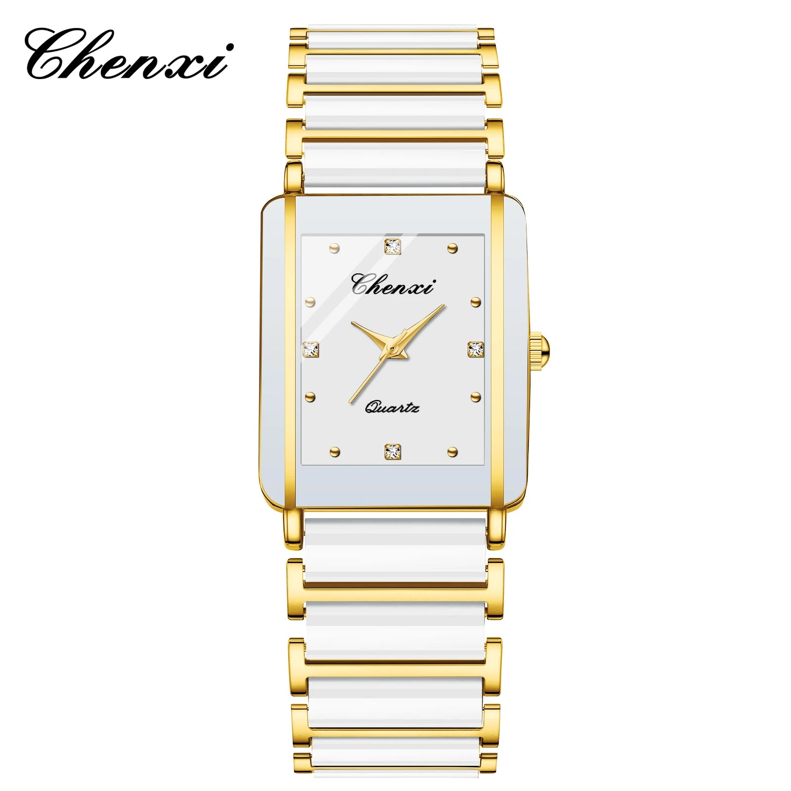 CHENXI Luxury Couple Watch High Quality Fashion Crystal Rectangular Dial Quartz Watch Men Women Valentine'S Day Wedding Gift