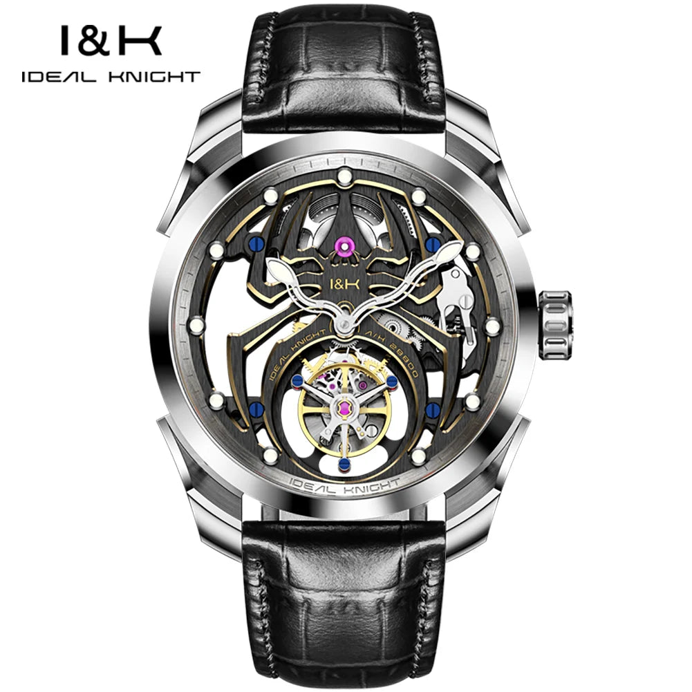 IDEAL KNIGHT 6802 Tourbillon Watch For Men Transparent Skeleton Mechanical Wristwatch Man Luxury Top Brand Limited Edition Watch