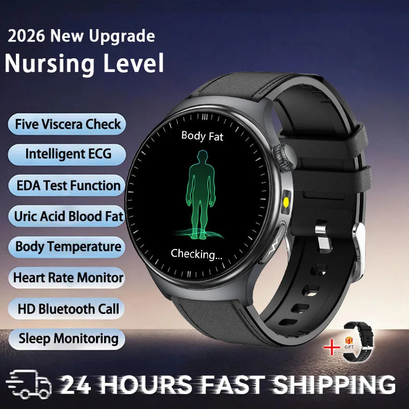 2026 New Accurate Diagnosis ECG Smart Watch Body Fat Blood oxygen BP Health Sport HD AMOLED Screen call Smart watch Men women