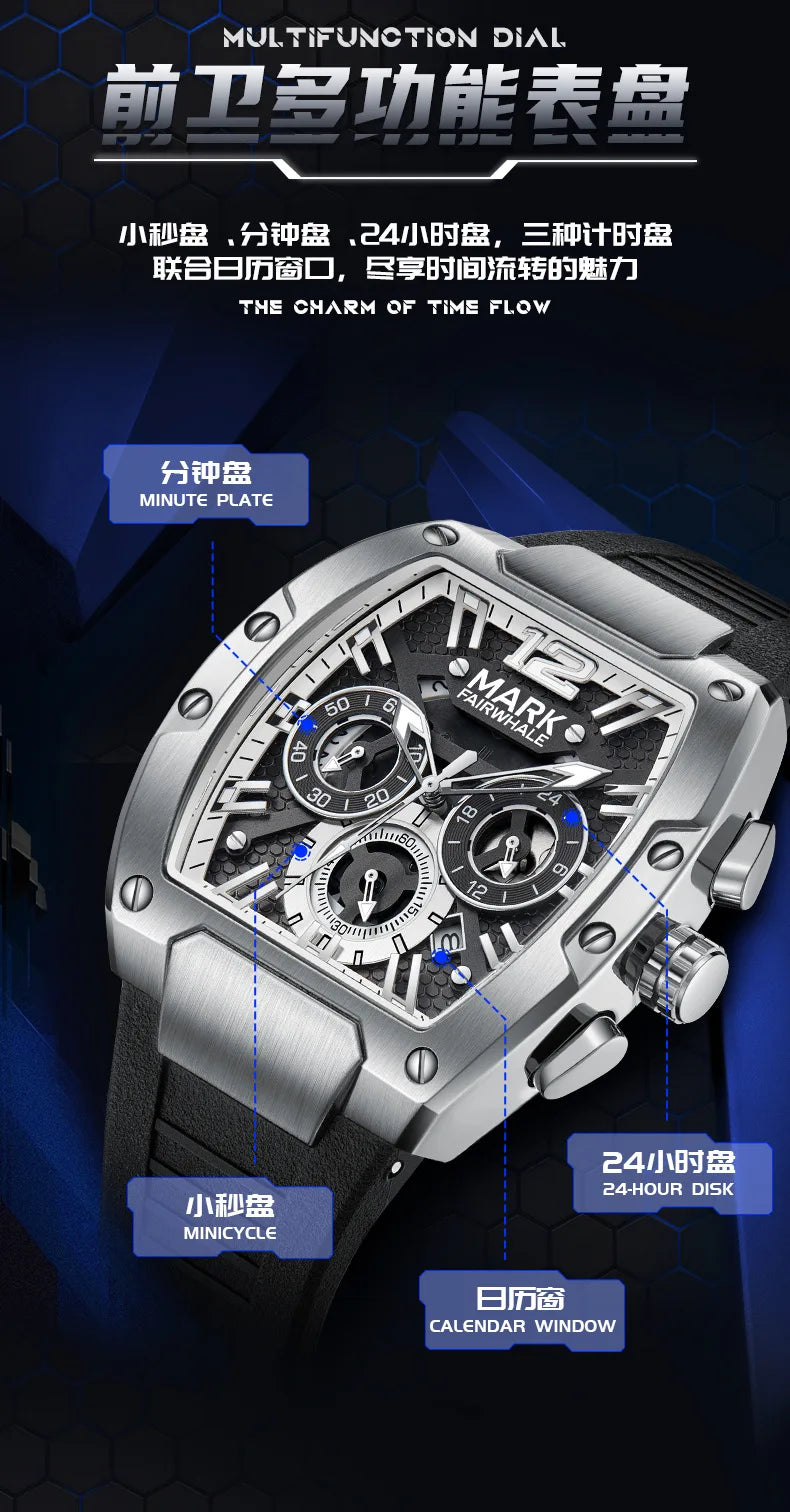 2026 Sports Man's Watches Brand Mark Fairwhale Luxury Automatic Date Clocks Fashion Multifunctional Quartz Wristwatch Boy Reloj