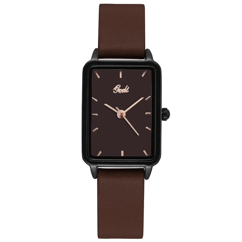 GEDI Watches for Woman Vintage Niche Elegant Waterproof Leather Watches Ladies Quartz Square Women's Wristwatches