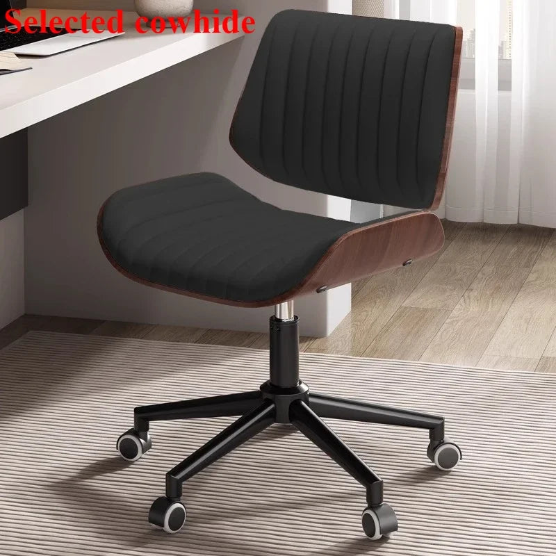 Italian Solid Wood Computer Chair, Light Luxury Office Chair, Desk Chair, Genuine Leather Material, High Quality, Designer Style