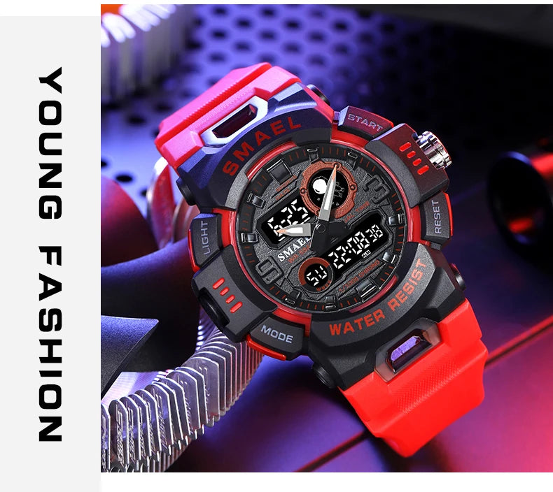 SMAEL Sport Watches Digital Watch LED 50m Waterproof Military Wristwatch Male Clocks 8063 Mens Watches  Stopwatches Alarm Clock