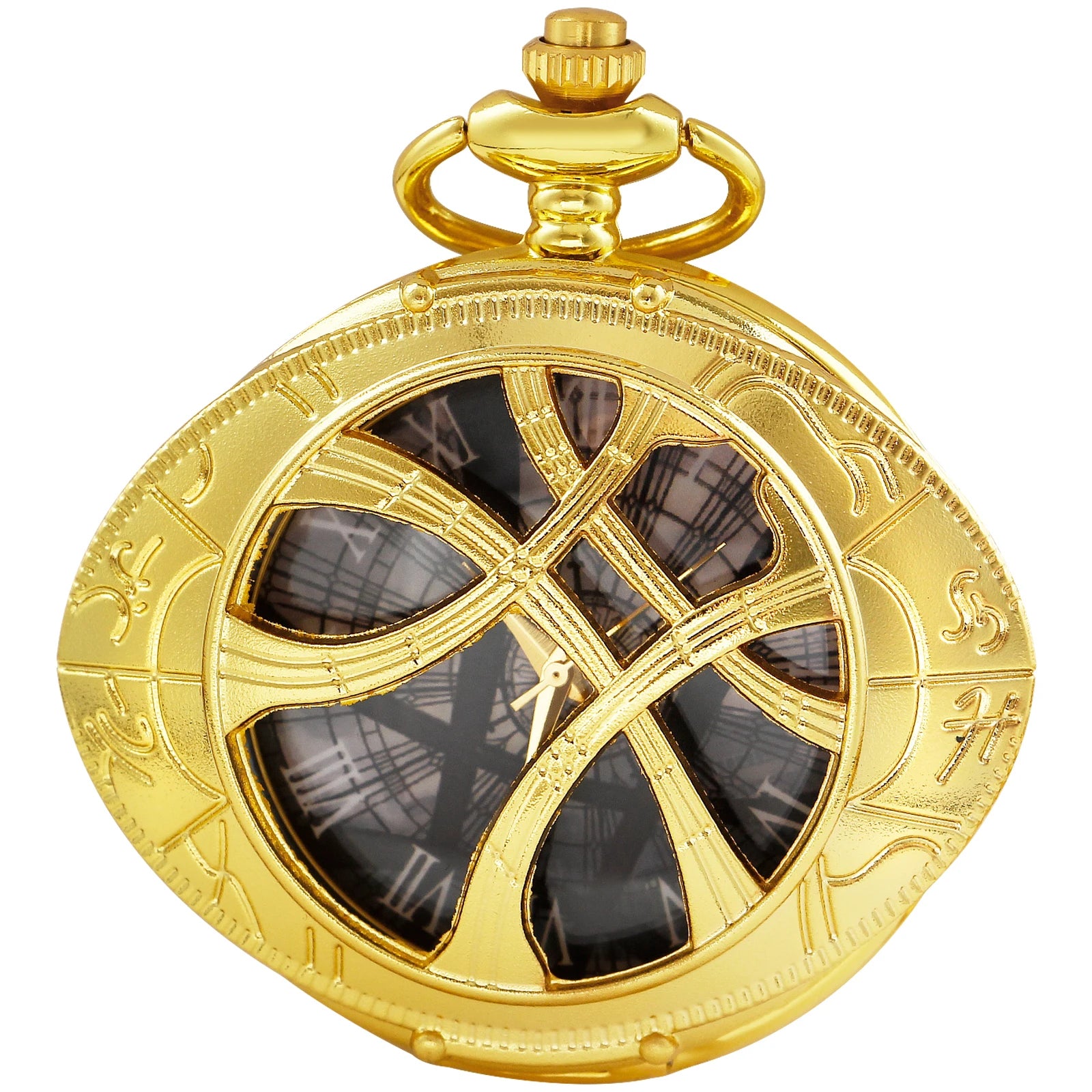 Vintage Bronze Eye Round Case Shape Quartz Pocket Watch Jewelry Pendant Necklace Chain Gifts for Men Women