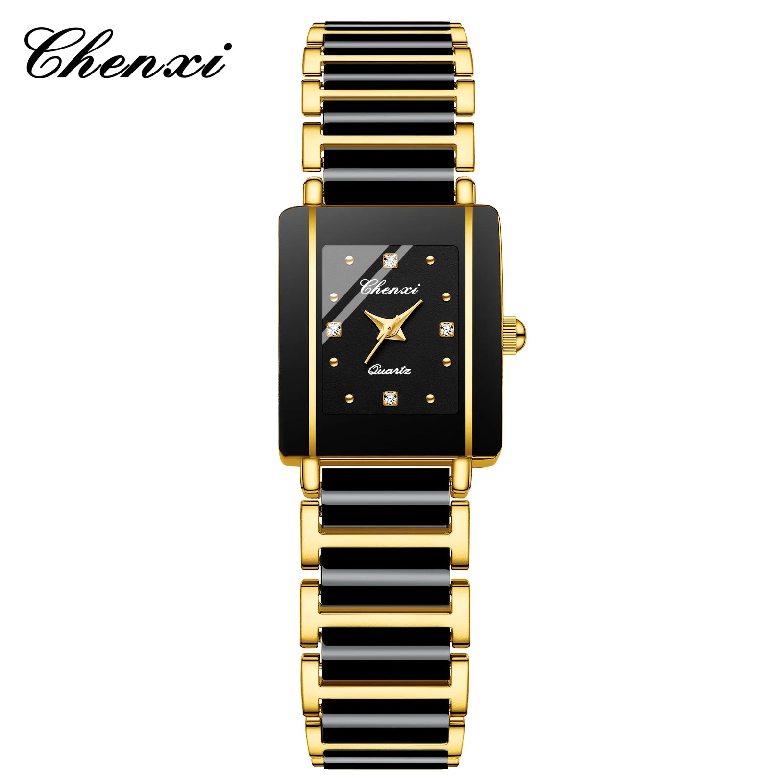 CHENXI Luxury Couple Watch High Quality Fashion Crystal Rectangular Dial Quartz Watch Men Women Valentine'S Day Wedding Gift