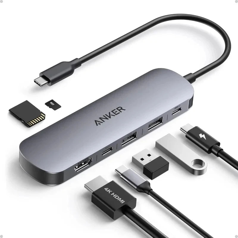New Anker 7 in 1 USB C Hub Multi Port Adapter 4K 60Hz HDMI Splitter 85W Power Delivery for Laptop Tablet MacBook Pro