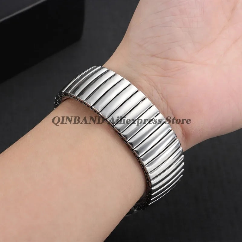 12mm 14mm 16mm 18mm 20mm 22mm Expansion Stainless Steel Watch Strap Elastic Metal Watchband Universal Men Women Watches Bracelet
