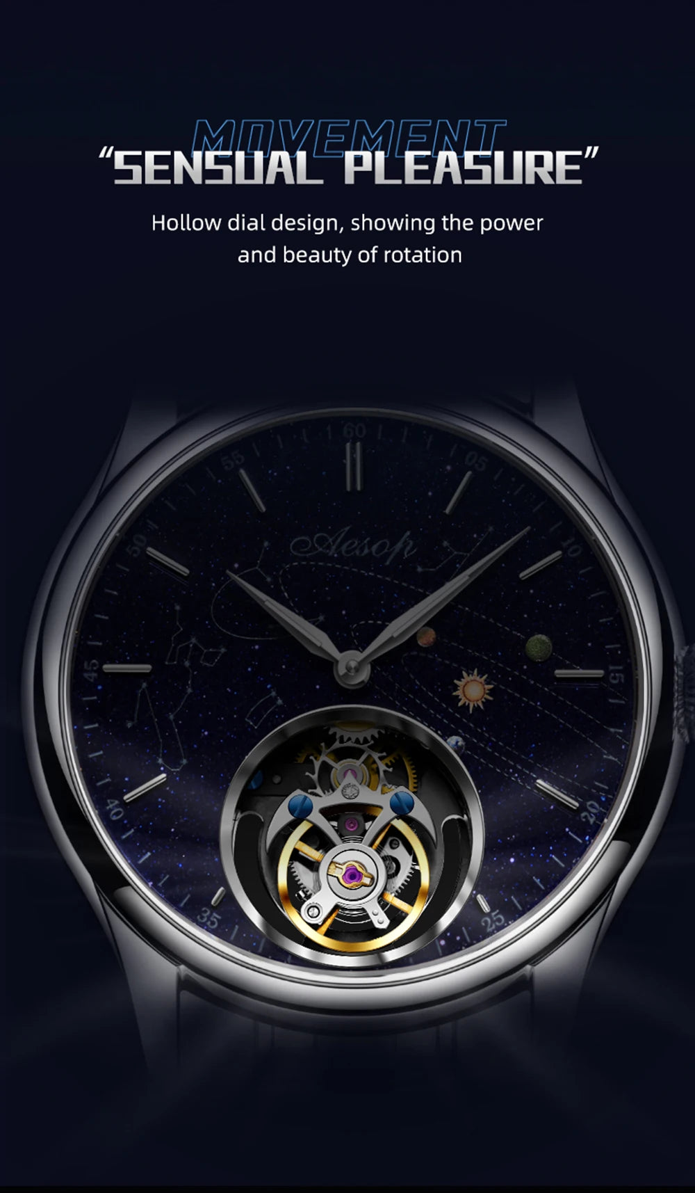 AESOP Original Flying Tourbillon Watches for Men Mechanical Skeleton Tourbillon Movement Fashion Wrist Watch Mens Sapphire 2025