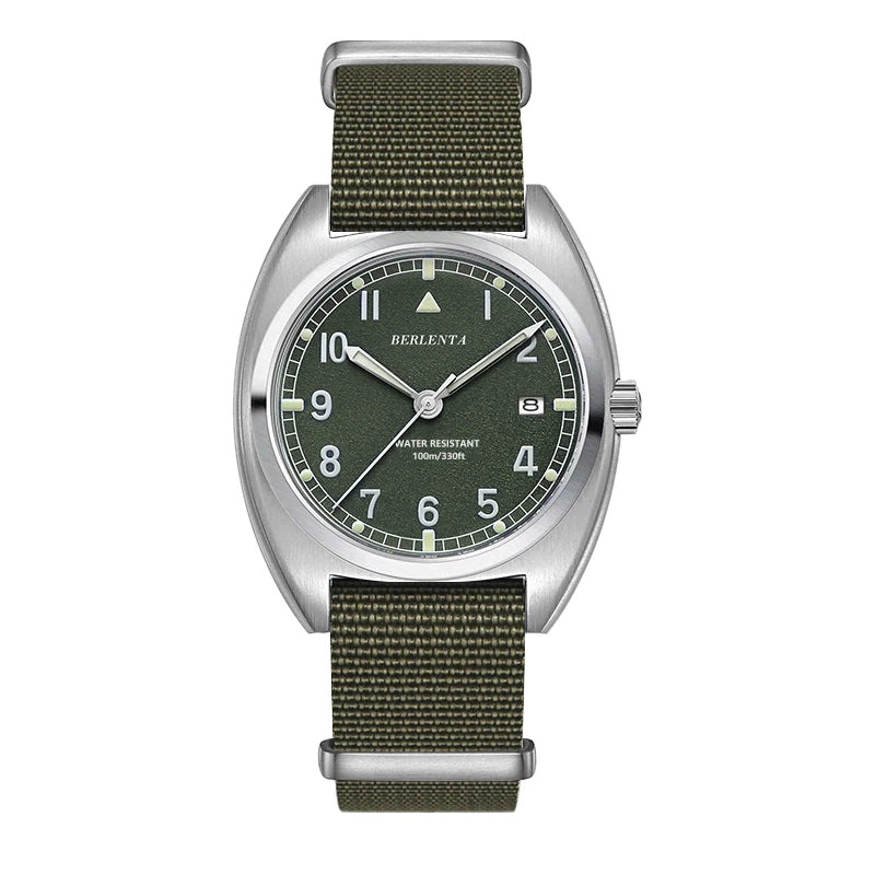 Berlenta Brand original Retro Leather Field Watch For Men Top Luxury 316L Steel Case Military Wristwatch Enlistment Gift