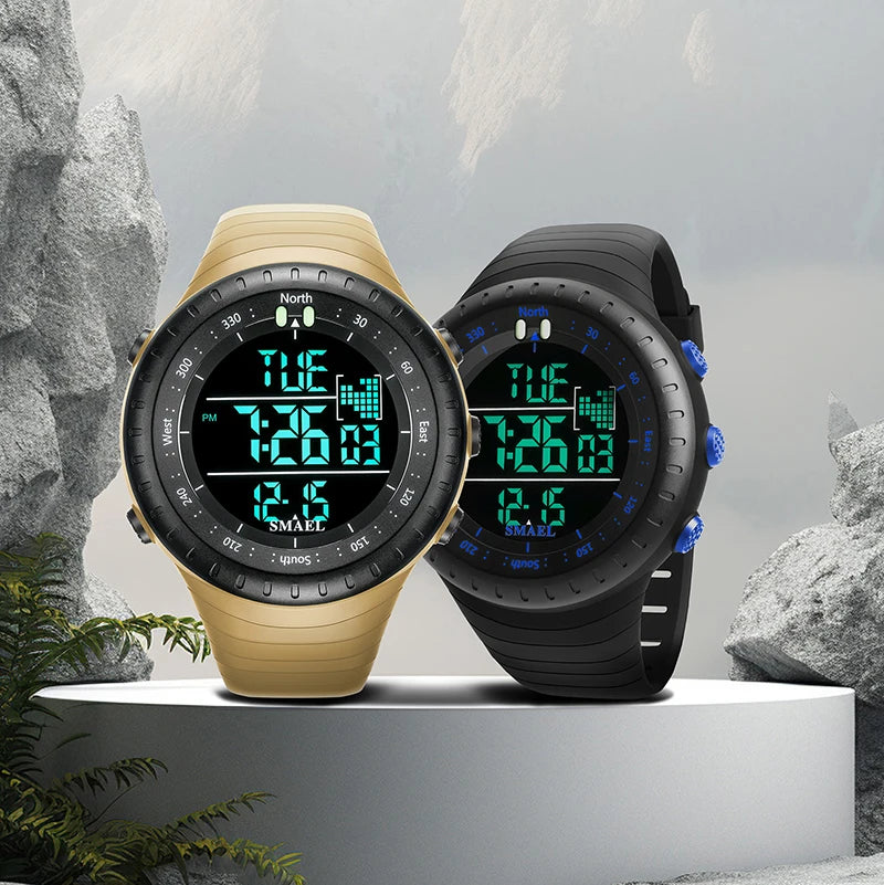 SMAEL 1237 Men's Analog Digital Dual Display Sport Watch - 50M Waterproof LED Alarm Stopwatch Chronograph Shock Resistant