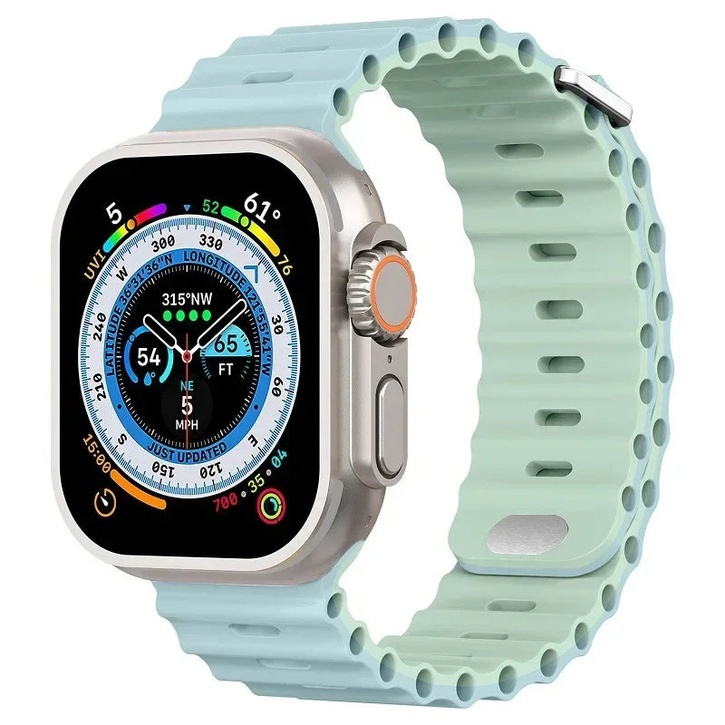 Ocean strap For Apple Watch Ultra 3 2 1 Band 49mm 11 10 9 8 7 46mm 45mm 41mm Silicone Wristband iWatch 6 5 4 SE3 44mm 40mm 42mm