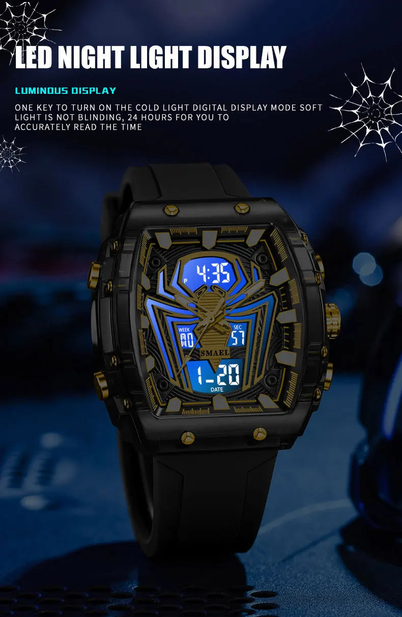 2025 Fashion Men Watches Rectangle Sport Watches Digital 8116 Dual Time Watches 50m Waterproof Electronic Men's Wrist Watches